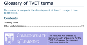 TVET Toolkit Glossary of terms